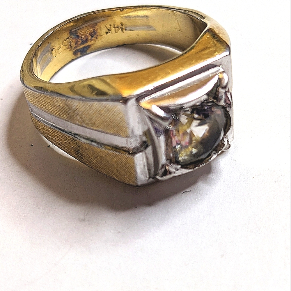Vintage ESPO 14KT GE Gold Electroplate Topaz Men's Ring Size 13‎